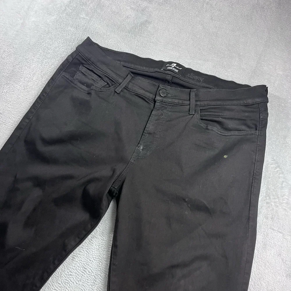 7 For All Mankind Jeans Mens 36x26 Black Slimmy Luxe Sport Stretch Straight